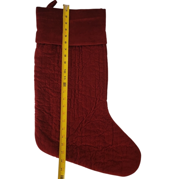 Channel Quilted Velvet Stocking, Large Red - Picture 4 of 6